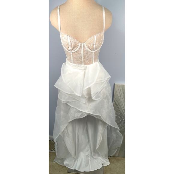 Katie May McBeath Bustier Ruffle Layered Tulle White Maxi Dress Size XS - Picture 4 of 9